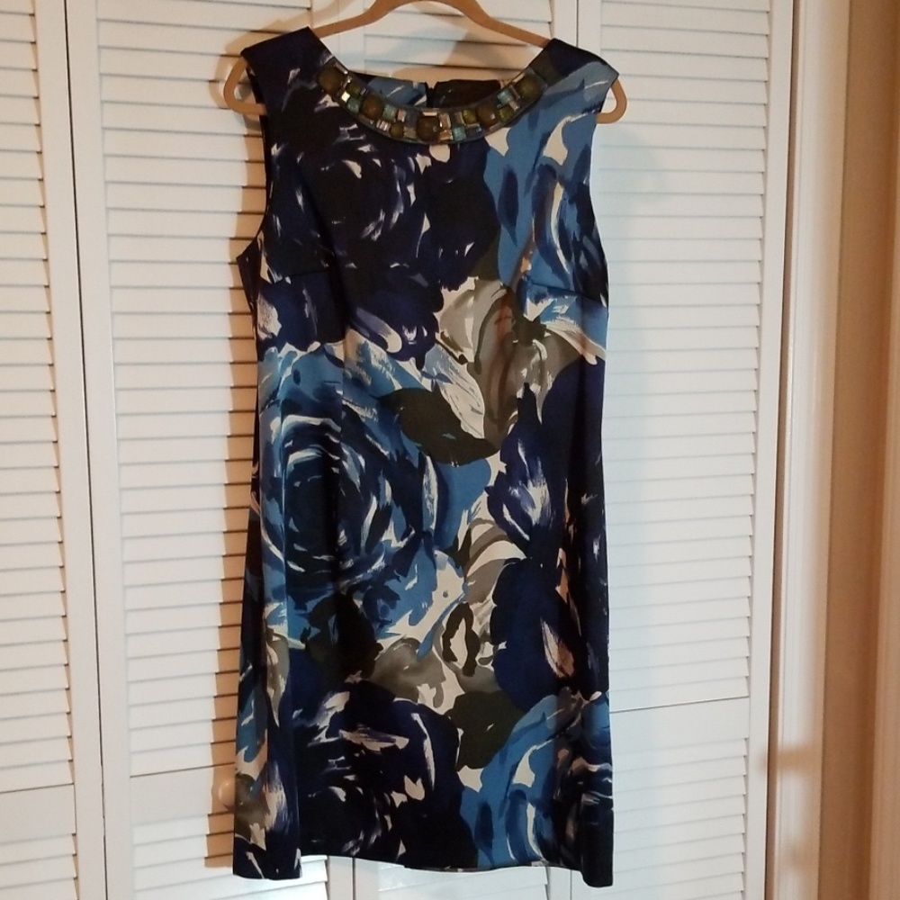 Connected Apparel Blue Satin Dress